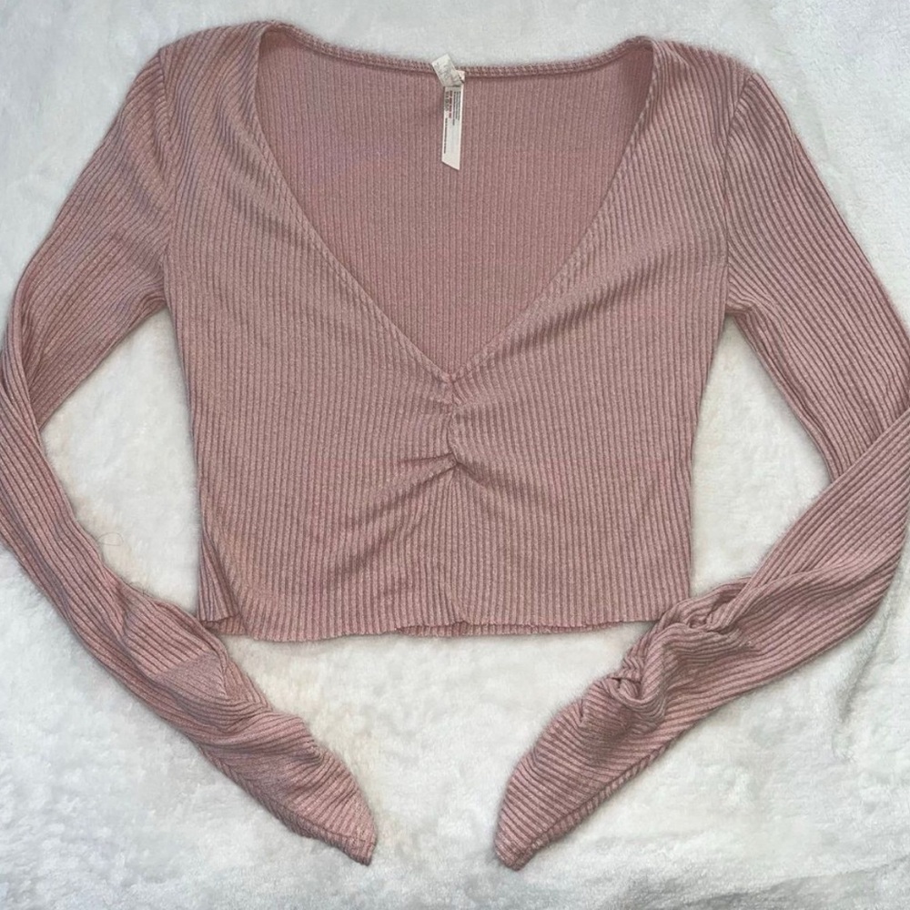 Intimately Free People pink long sleeve croptop